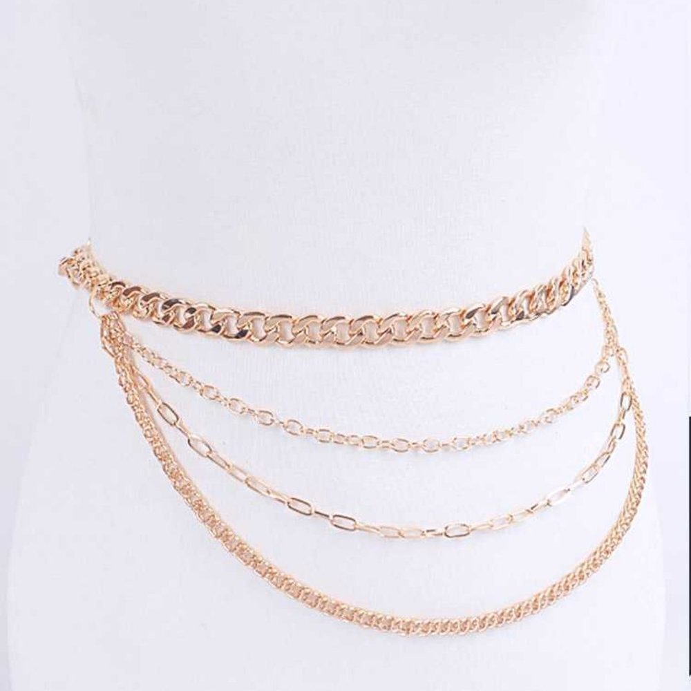 Plus Size Layer Chain Belt- Gold - Picture 2 of 4